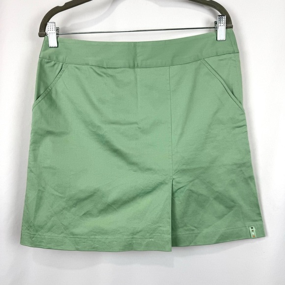Lija Sz 6 Green Athletic Golf / Tennis Mini Skort Twill Cotton Stretch Pockets